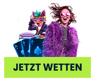 Spielerin mit Karten und Chips über dem Wetten Button